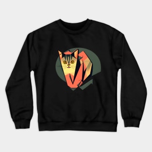 Geometric Cat abstract and colorful vintage tones Crewneck Sweatshirt